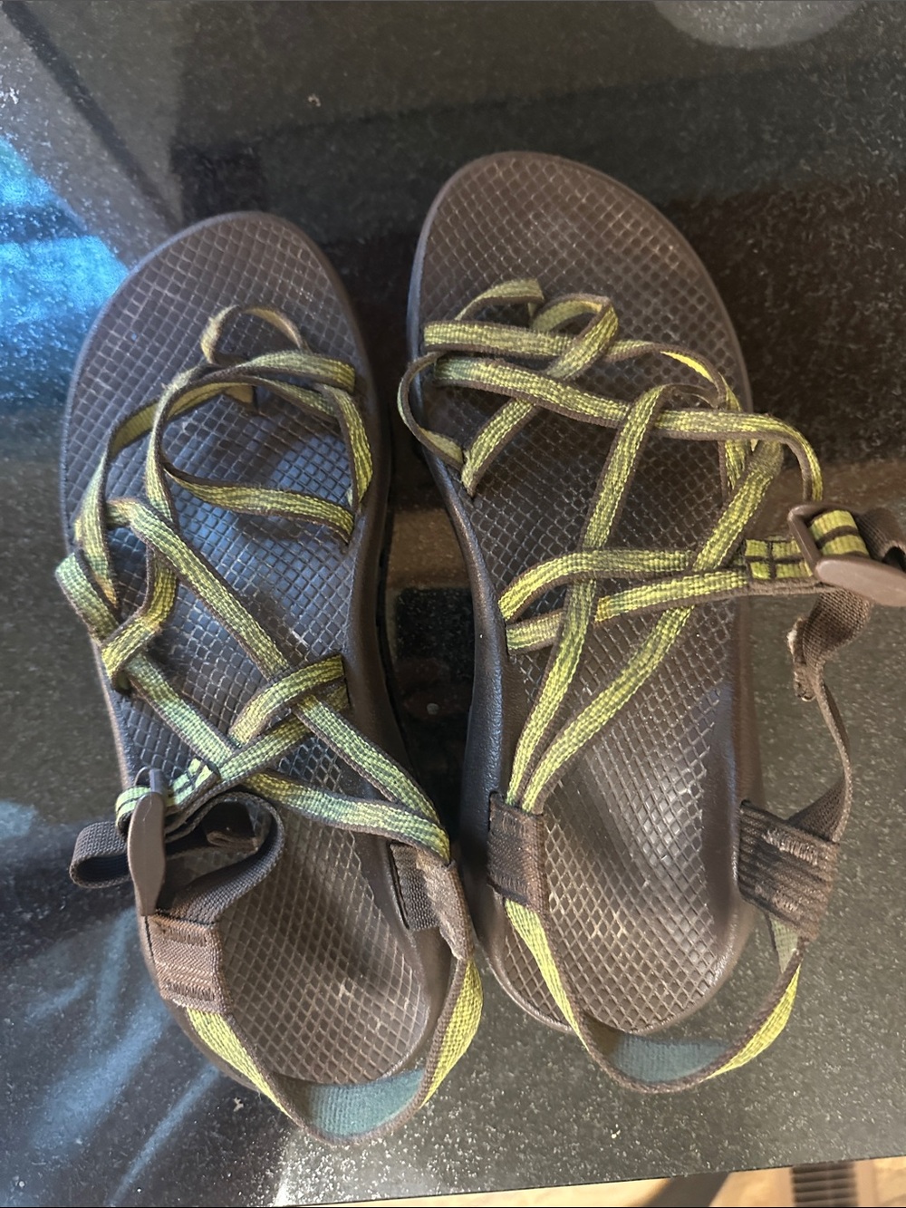 Chaco Women's Brown Sandals with Green Straps